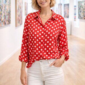 Women Cottonade Paris polka dot lightweight shirt